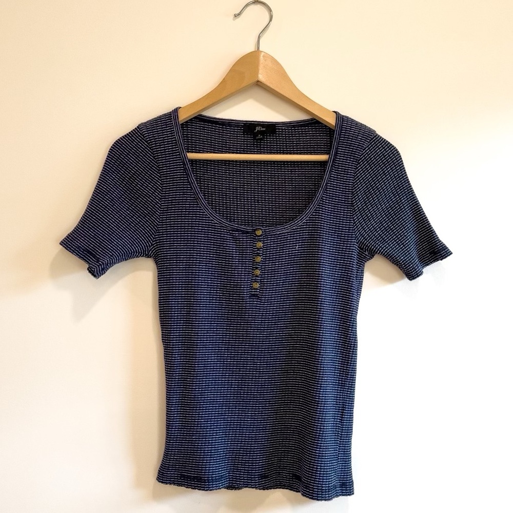 J Crew Striped Scoop-neck Top